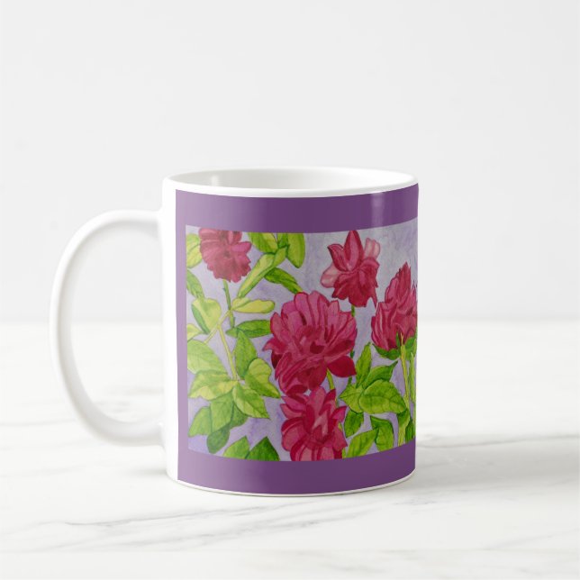 Caneca De Café Profundamente - aguarela cor-de-rosa dos rosas (Esquerda)