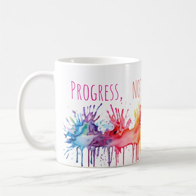 Caneca De Café Progress Not Perfection Art (Esquerda)