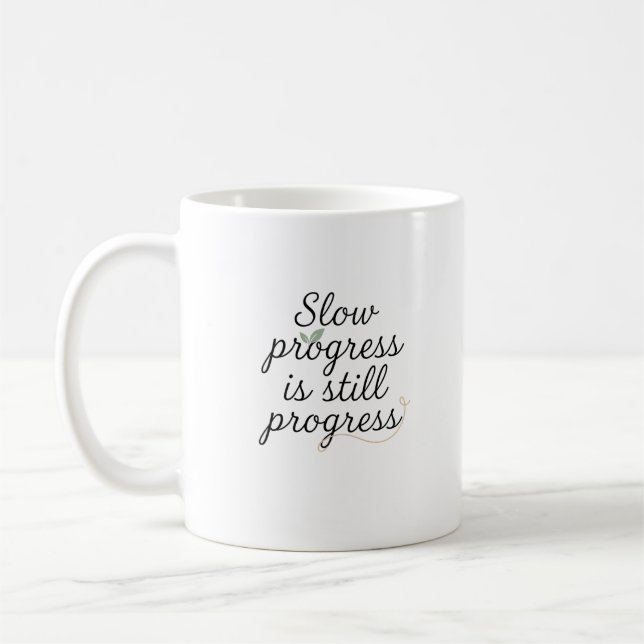 Caneca De Café Progresso Lento Ainda é Progresso – Calmo Minimal (Esquerda)