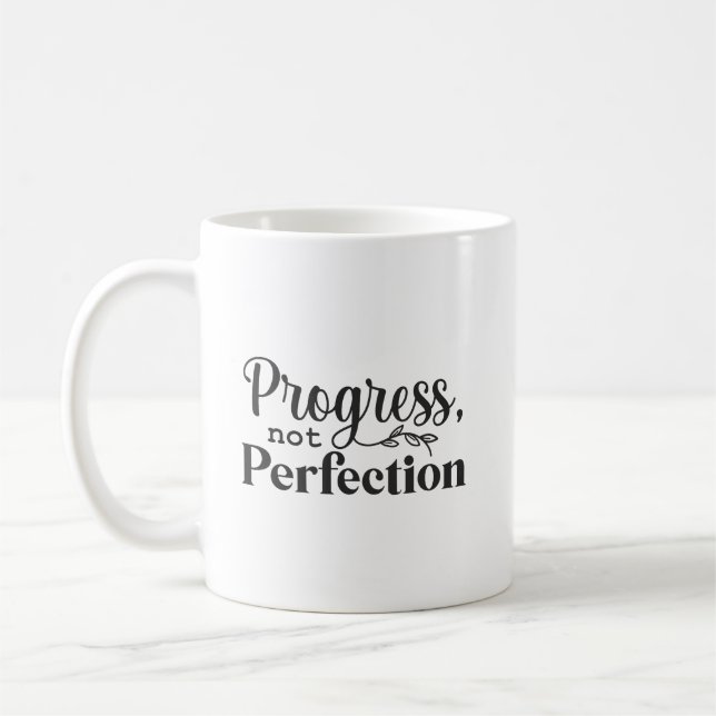 Caneca De Café Progresso, Não Perfeição - Motivação de Sucesso (Esquerda)