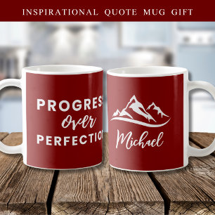 Caneca De Café Progresso Personalizado Sobre Marrom de Cotação de