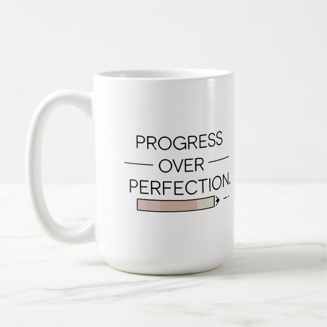 Caneca De Café Progresso Sobre A Perfeição - Mug (Esquerda)