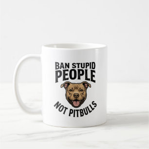 Caneca De Café Proibir Pessoas Estúpidas Não Pitbulls Design Vint