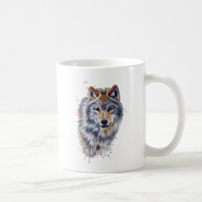 Caneca De Café Projeto da arte do lobo (Direita)