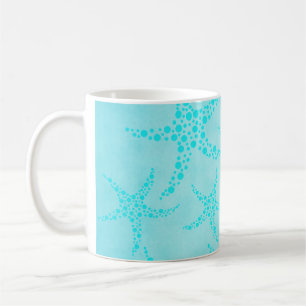 Caneca De Café Projeto da estrela do mar do Aqua e da turquesa