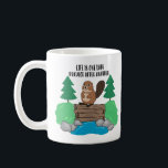 Caneca De Café Projeto Funny Busy Beaver Dam<br><div class="desc">Um desenho animado bonito de um castor ocupado em cima de sua represa em um riacho bordado por árvores. A legenda diz "A vida é um projeto de barragem atrás do outro". Perfeito para os entusiastas do DIY, para os castores ocupados, para um trabalhador, para o trabalhador da construção civil...</div>