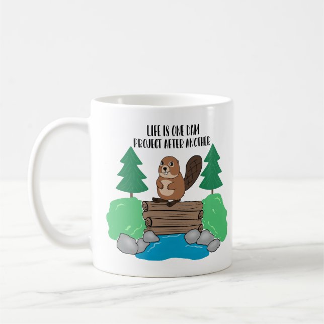 Caneca De Café Projeto Funny Busy Beaver Dam (Esquerda)