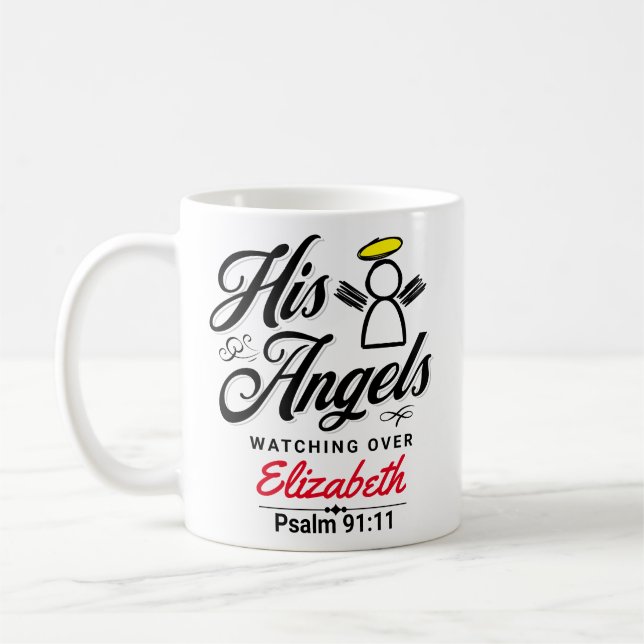 CANECA DE CAFÉ PROMESSA DE ANJO PERSONALIZADA - PSALM 91:11 (Esquerda)
