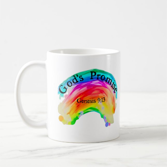 Caneca De Café Promessa do Arco-Íris de Deus (Esquerda)