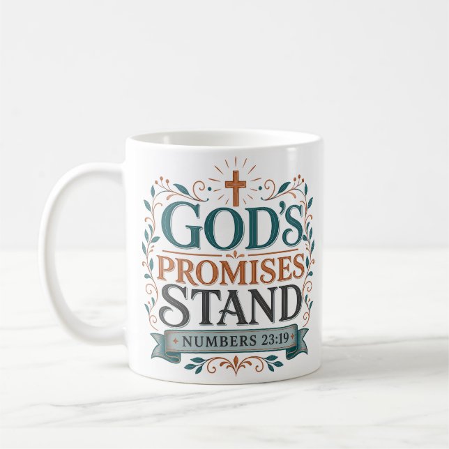 Caneca De Café Promessas de Deus Permanecem Citação de Versículo  (Esquerda)