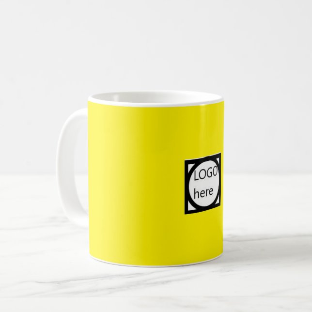 Caneca de Café Promocional com o seu LOGO! Amarela (Frente Esquerda)