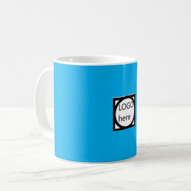 Caneca de Café Promocional com o seu LOGO! Azul (Frente Esquerda)
