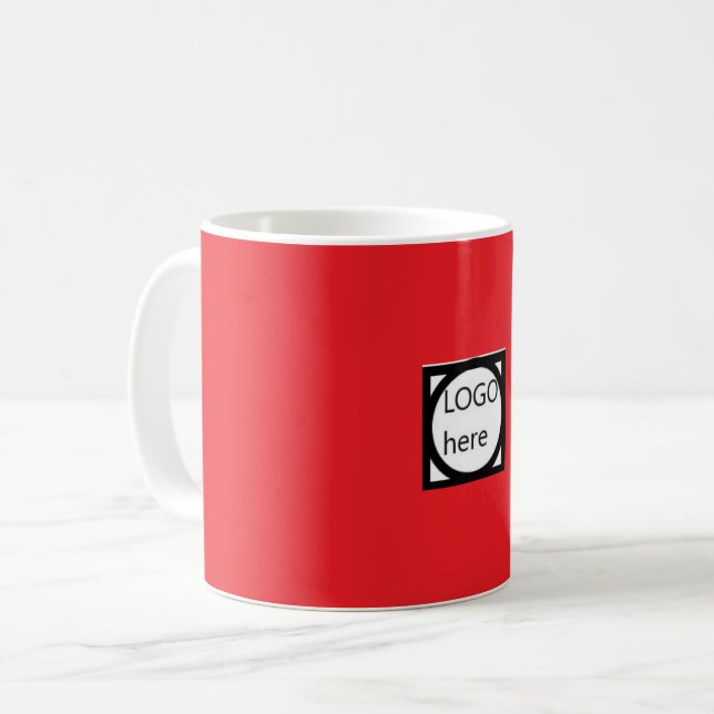 Caneca de Café Promocional com o seu LOGO! Vermelh (Frente Esquerda)