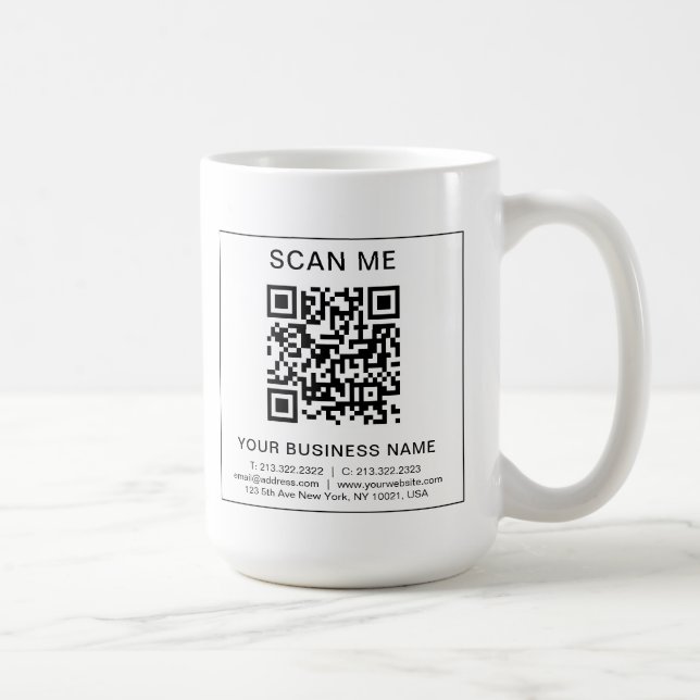 Caneca De Café Promocional de Análise Simples do Código QR da Sua (Direita)