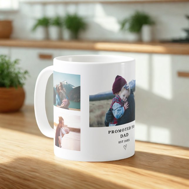 Caneca De Café Promoted to Dad Photo Collage – Personalized  (Criador carregado)