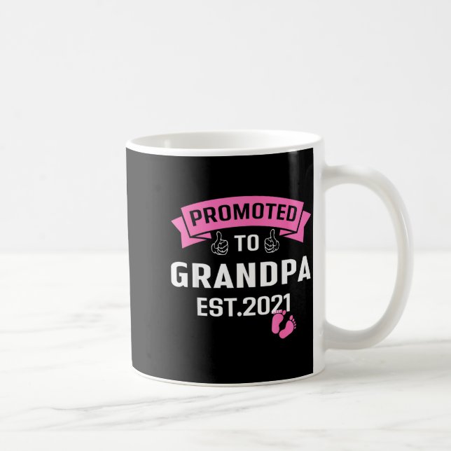 Caneca De Café Promoted To Grandpa Est 2021 Funny New Grandfather (Direita)