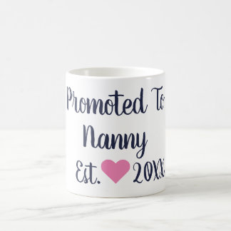 Caneca De Café Promoted To Nanny Navy & Pink Mug