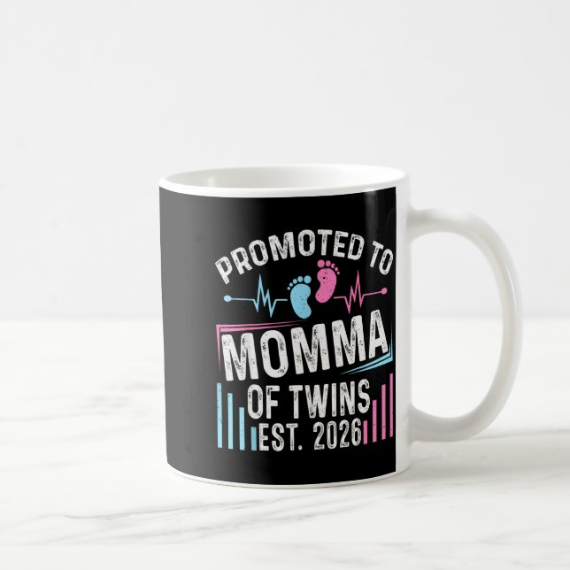 Caneca De Café Promovida a Mamãe de Gêmeos Est 2026 Chá de Bebê V (Direita)