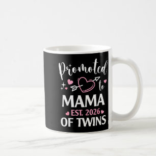 Caneca De Café Promovida a mamãe de gêmeos est 2026 coração com s