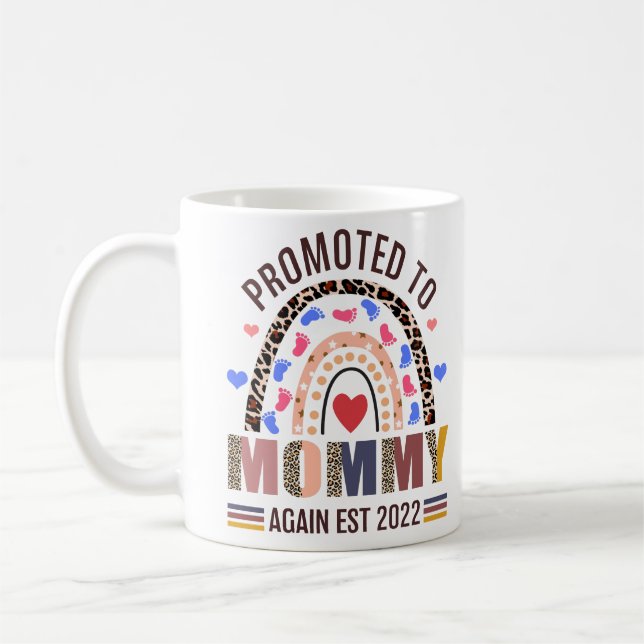 Caneca De Café Promovido À Mamãe Novamente Em 2022, Leopard Rainb (Esquerda)