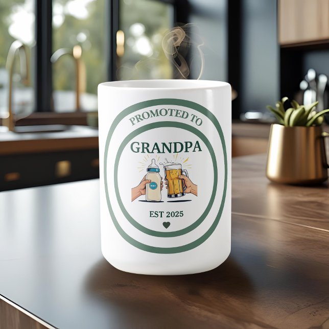 Caneca De Café Promovido ao vovô Est. 2025 (Criador carregado)