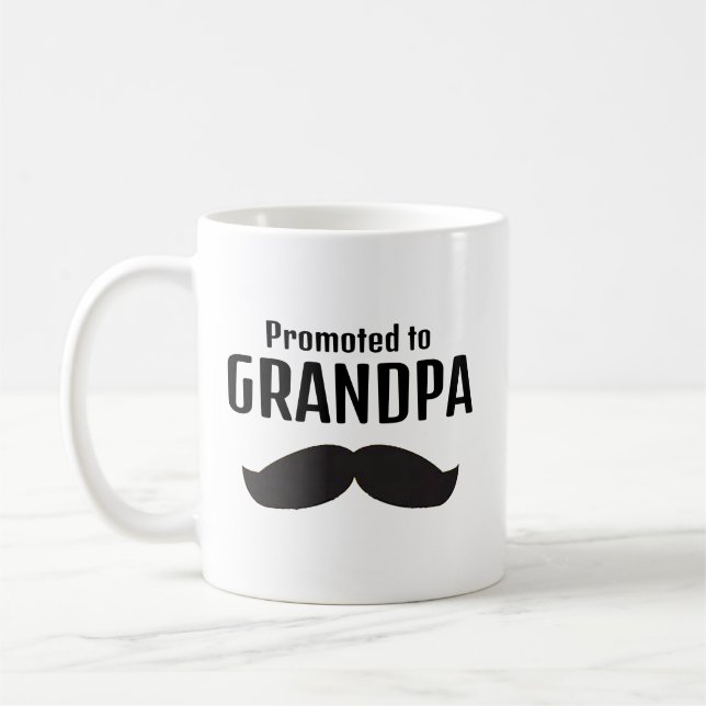 Caneca De Café Promovido ao vovô Novo Avô Engraçado Mustache (Esquerda)