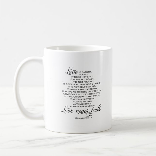 Caneca De Café Proposta de Amor Paciente O Amor Nunca Falha Senti (Esquerda)