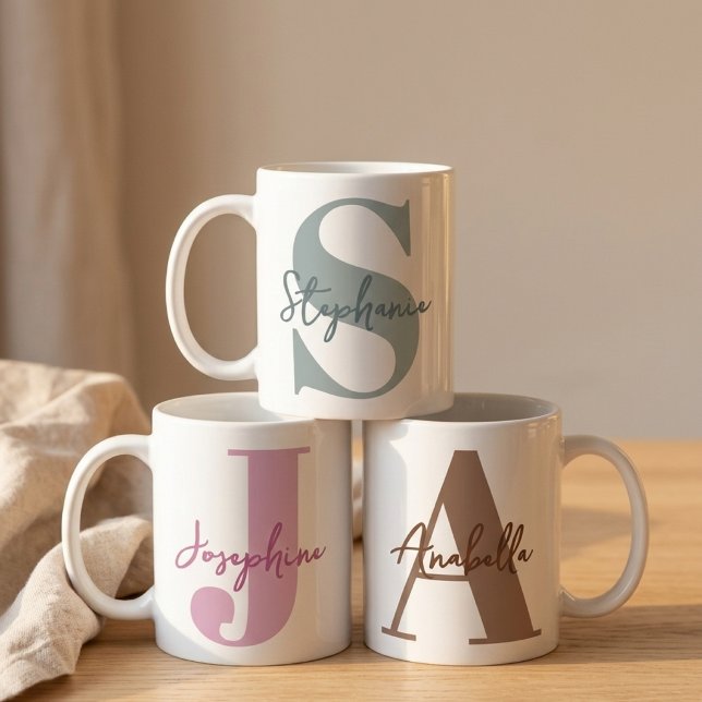 Caneca De Café Proposta de Dama de Honra com Nome e Inicial em Ve (Custom Teacher Appreciation Gift | Birthday Gift for Best Friend | Custom Initial Mug Gift for Her)