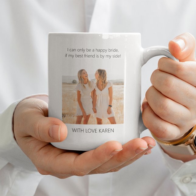 Caneca De Café Proposta Moderna de Dama de Honra em Foto | 2 Lado (Criador carregado)