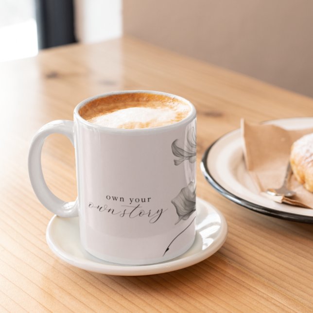 Caneca De Café Própria História | Pétalas de flores | Motivação (Criador carregado)