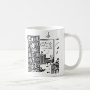 Caneca De Café Proprietário da Bookshop Faz Etapas de Livros