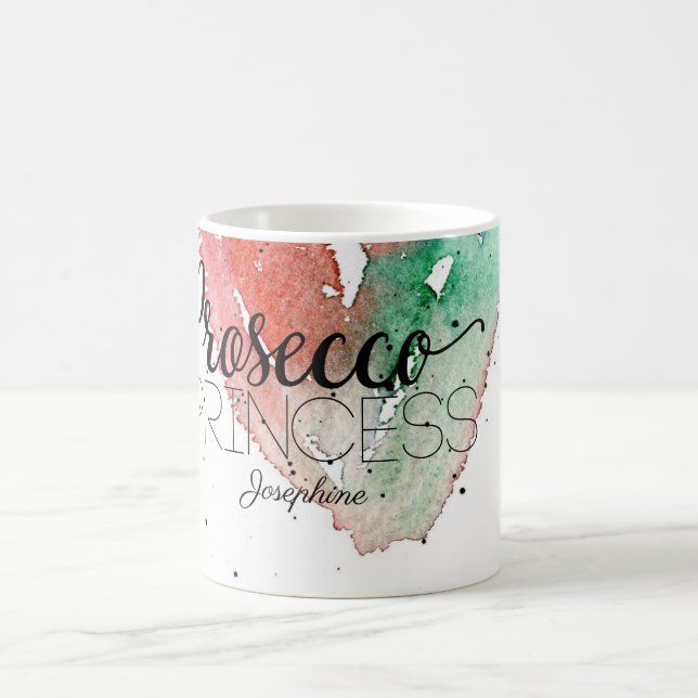 Caneca De Café "Prosecco Princess" Girassol Personalizado Aquarel (Centro)