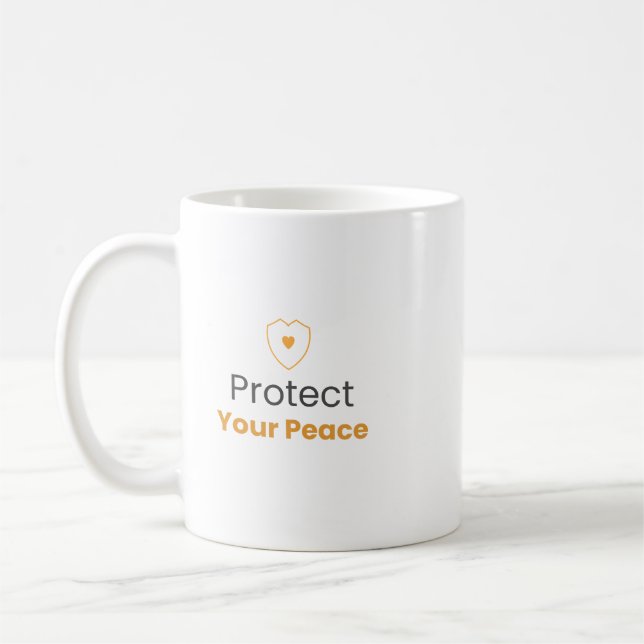 Caneca De Café Protect Your Peace Minimal Quote Mug (Esquerda)