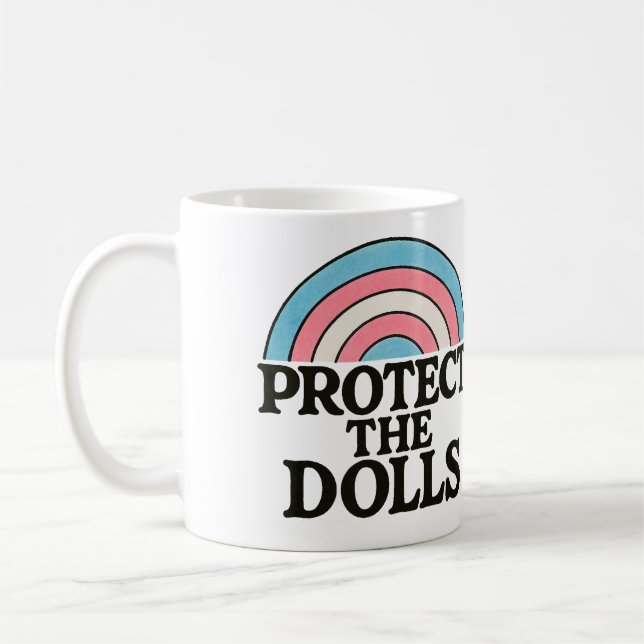 Caneca De Café Proteger a Ilustração do Sinalizador Trans Dolls (Esquerda)