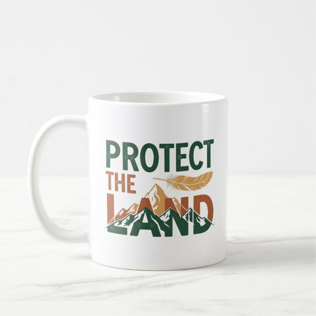 Caneca De Café "Proteja a Terra" Montanhas com Pena  (Esquerda)