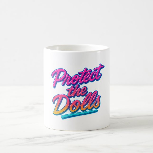 Caneca De Café Proteja as Bonecas Arte Neon Retro (Centro)