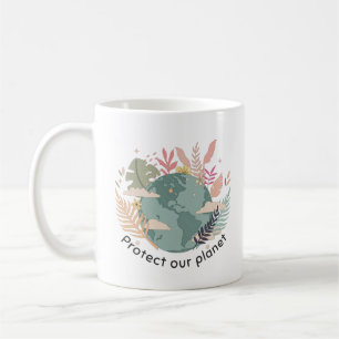 Caneca De Café Proteja nosso planeta - Dia da Terra (textura de d