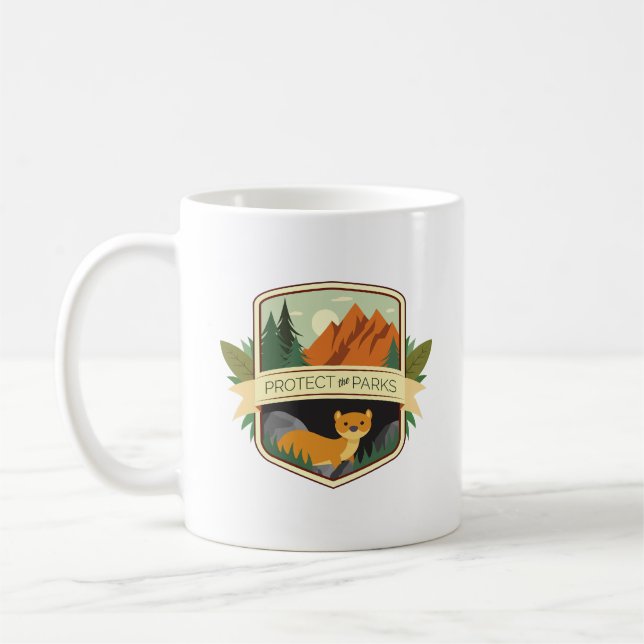 Caneca De Café Proteja o Weasel dos Parques (Esquerda)
