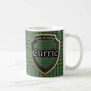 Caneca De Café Protetor escocês do Tartan de Currie do clã