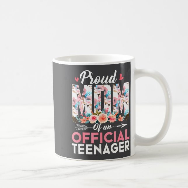 Caneca De Café Proud Mom Of Teenager 13th Birthday Gift Girls Tee (Direita)