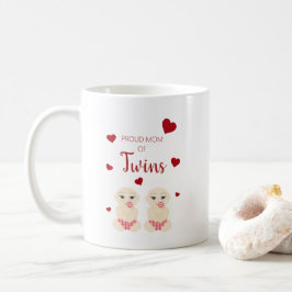 Caneca De Café Proud Mom of Twins Quote in Red
