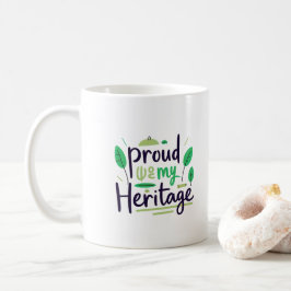 Caneca De Café Proud of My Heritage Green Tribal Leaf