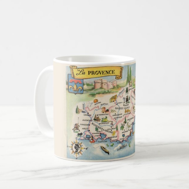 Caneca De Café Proveniência França Map Mug (Frente Esquerda)