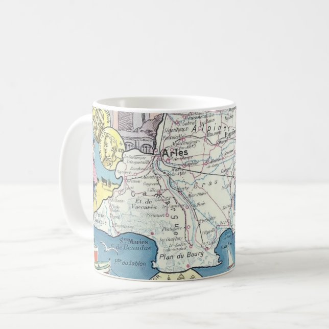 Caneca De Café Proveniência França Vintage Map Mug (Frente Esquerda)