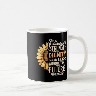 Caneca De Café Provérbio 31_25 versículo da bíblia cristã Provérb