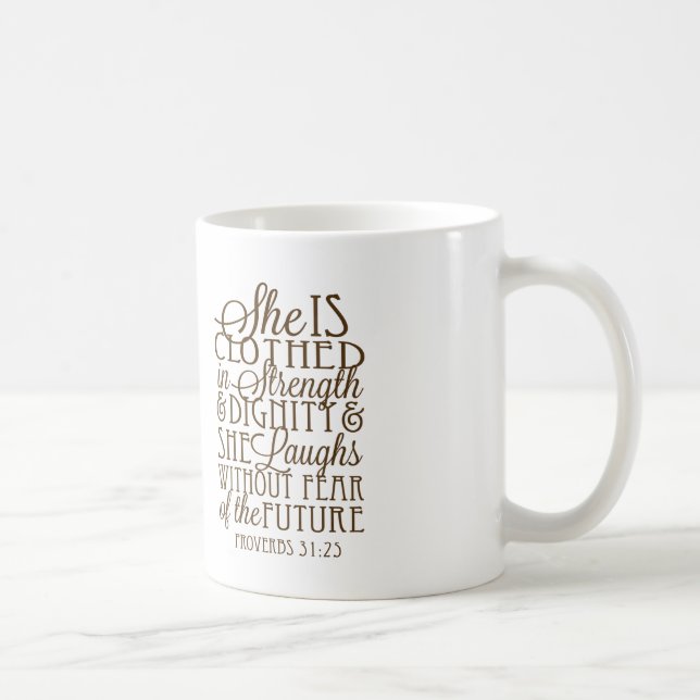 Caneca De Café Provérbio 31 - Vestido na força & na dignidade (Direita)