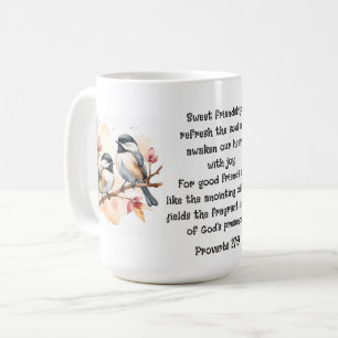 Caneca De Café Provérbios 27:9 Bíblia de Amizade Citação de Aves