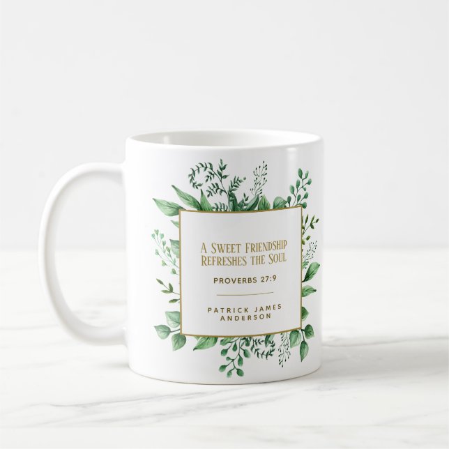Caneca De Café Provérbios 27:9 Um doce presente personalizado de  (Esquerda)