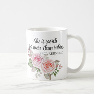 Caneca De Café Provérbios 31:10 Vale Muito Mais Que Rubis