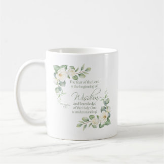 Caneca De Café Provérbios 9:10 Eucalipto Rosas Brancas Sage Verde